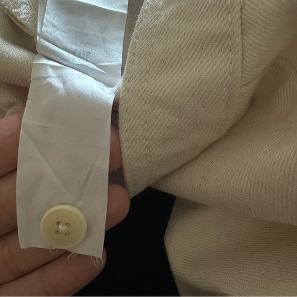 Tory Burch Button Fly Wide Leg Preppy Denim Cream High Rise Sailor Pants Size 2 - Picture 4 of 16